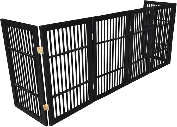 Pet Dog Gate Strong and Durable Freestanding Folding Acacia Hardwood Portable - Image 6