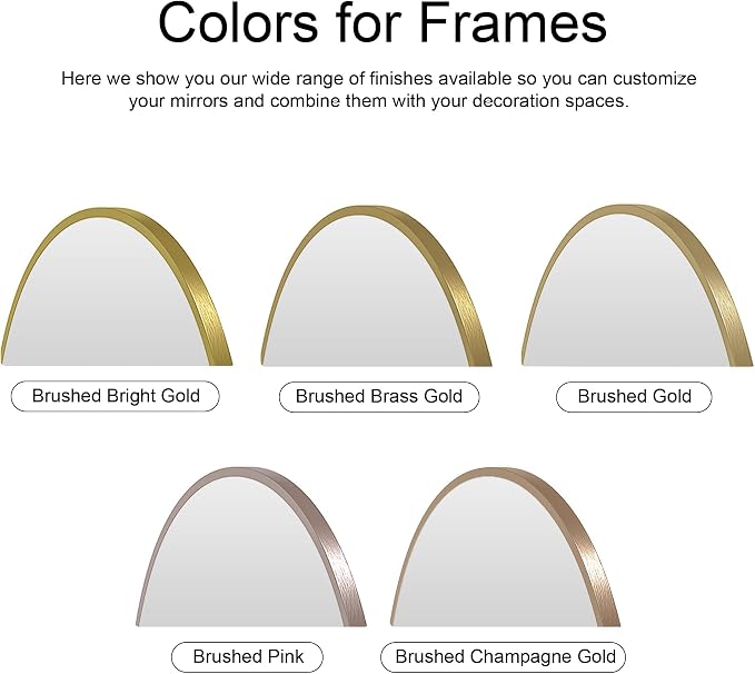 Recessed Medicine Cabinet Mirror, Brushed Brass Gold Arched Medicine Cabinet - Image 5