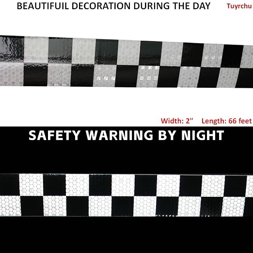 Black White Reflective Tape 2 inch X 66 feet X 10 Rolls, Outdoor Waterproof - Image 3
