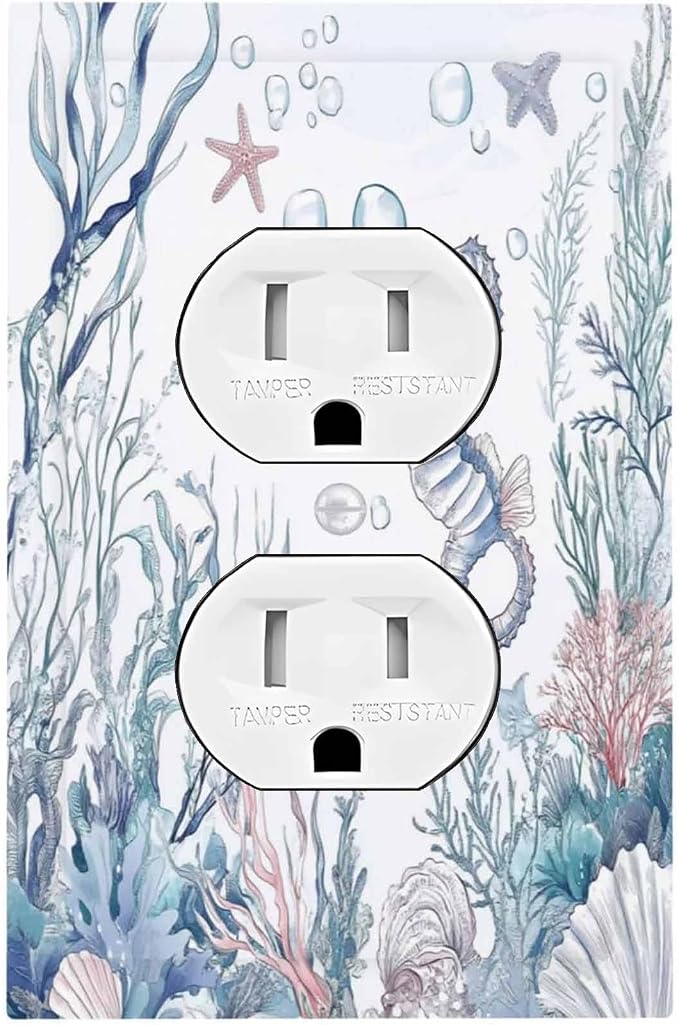 Outlet Covers Ocean Coral Seahorse Seashell Starfish 1 Gang Duplex Light Switch by Unknown