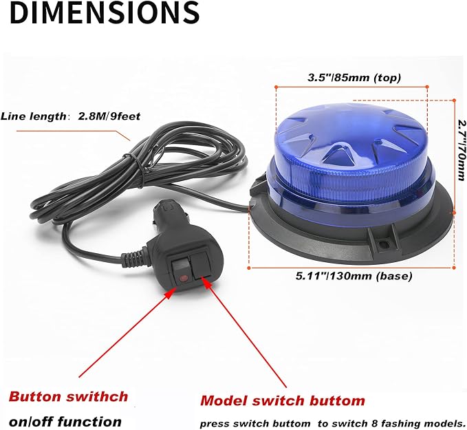 AUXMOTEC Blue Led Emergency Strobe Beacon Lights Bar - Image 4