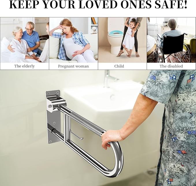 Toilet Grab Bar 22.4 Inch, YuanDe Flip Up Grab Bar - Image 7