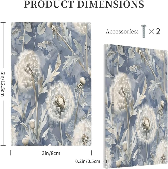 Blue Dandelion Vintage Floral Boho Flower Light Switch Cover Plate 1 Gang No - Image 5