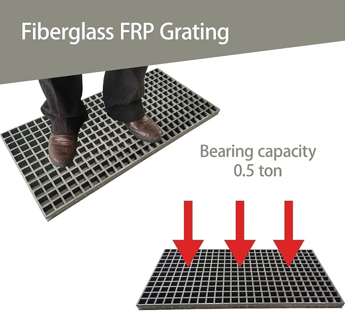 3.3ft*1.6ft Fiberglass Grating 1.5'' Thickness Gray Car Wash Grille Rectangle - Image 4