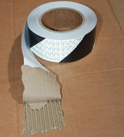 Black White Reflective Tape 2 inch X 66 feet, Outdoor Waterproof Hazard - Image 2