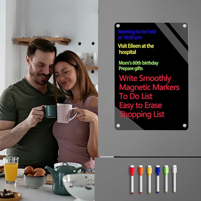 9"X13" Black Acrylic Magnetic Dry Erase Board - Field & Grace