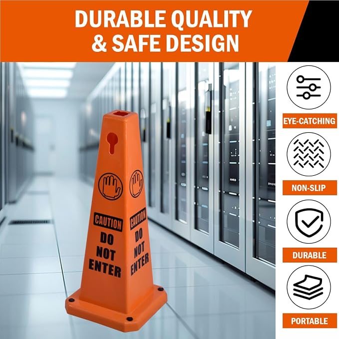26.5" Caution Cones, 4-Sided Visible Safety Signs - Image 4