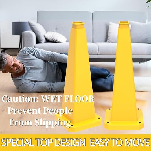 BESEA 6 Pack 28" Bright Yellow Traffic Safety Cones - Image 3