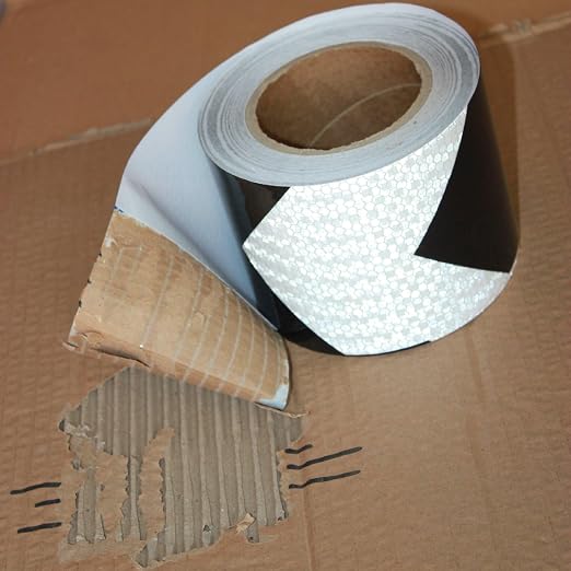 Black White Reflective Tape 4 inch X 66 feet, Outdoor Waterproof Hazard - Image 2