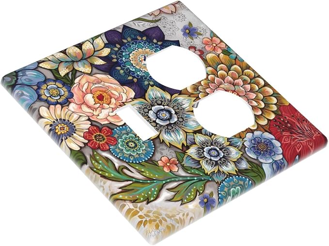 Boho Floral Colorful Floral Multi Color Flower Wallplates 1 Toggle 1 Duplex - Image 3