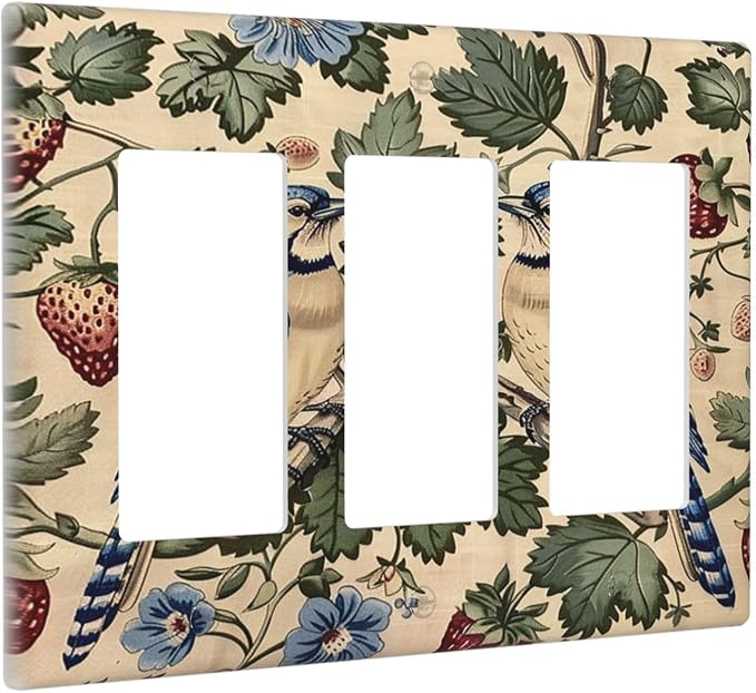 Light Switch Covers Vintage Floral Bird Strawberry Thief William Morris 3 Gang - Image 2