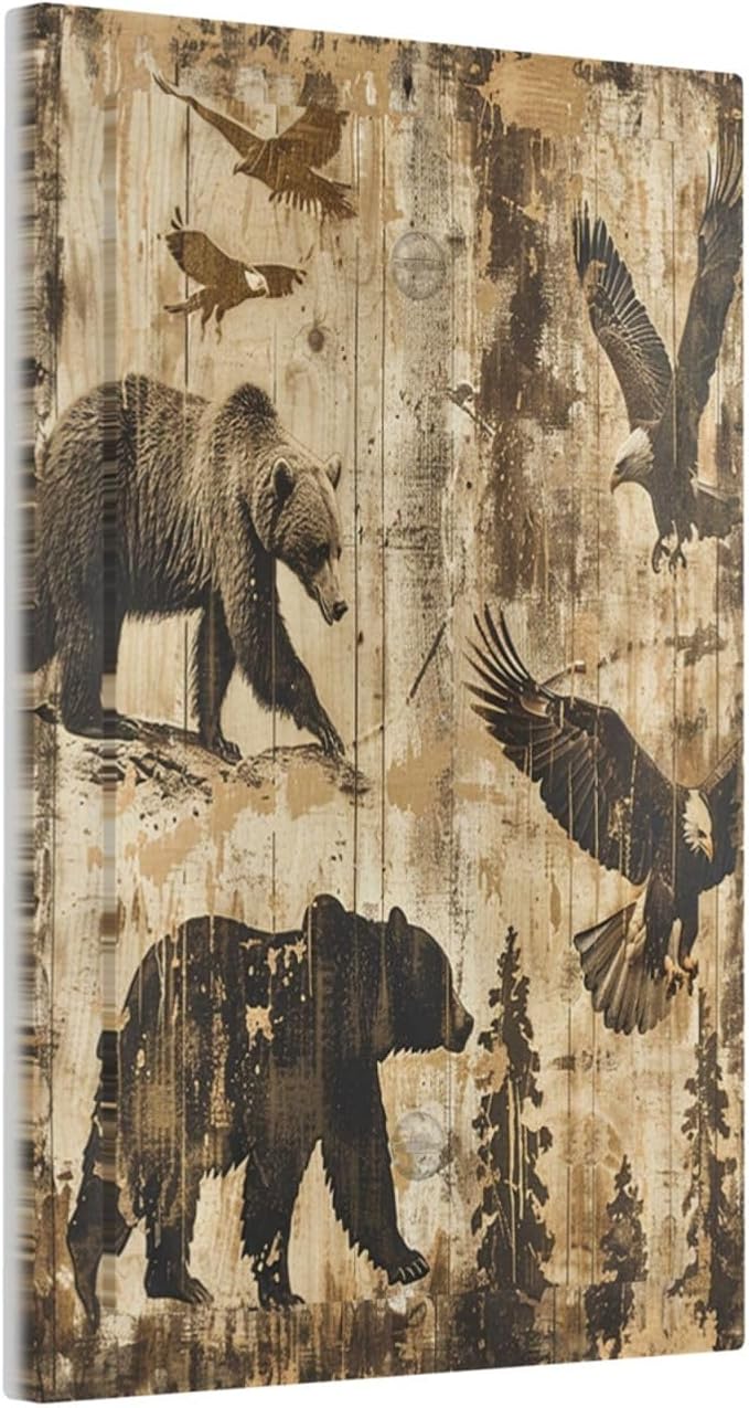 Light Switch Cover Plate Vintage Cabin Wildlife Animal Bear Eagle Forest 1 Gang - Image 2