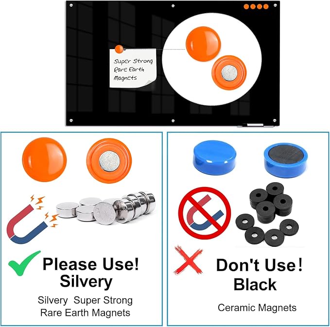 KIZZBY Black Glass Dry Erase Board - Image 3