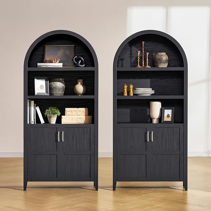 mopio Lauren 77.4" Tall Arched Cabinet, 5-Tier Arched Bookcase by MopioInc