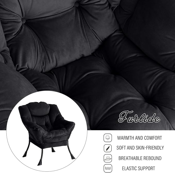 Lazy Chair with Ottoman, Modern Chair with Folding Footrest, Lounge Accent Chair - Image 6
