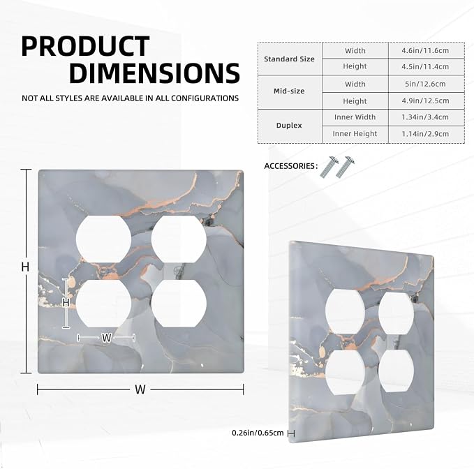 Gray And Gold Marble Abstract Luxury Print Outlet Covers 2 Gang Double Duplex - Image 5