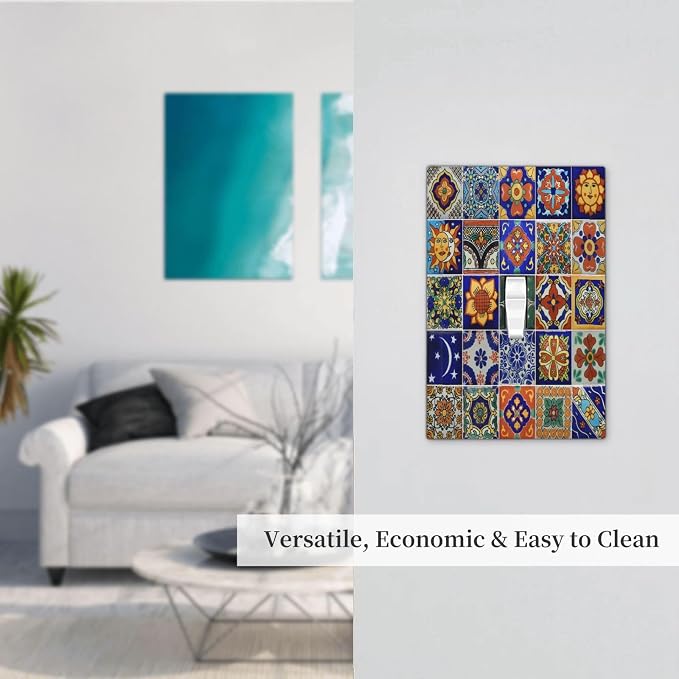 Decorative Light Switch Cover Mid Century Talavera Shaped Tiles 1 Gang Single - Image 7