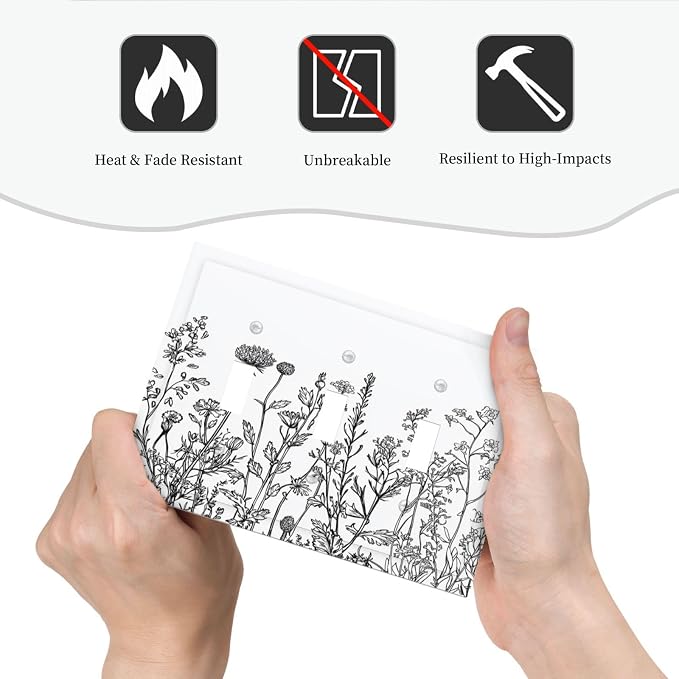 Decorative Switch Plates Floral Wildflower Rustic Plant Leaves 3 Gang Wall - Image 6