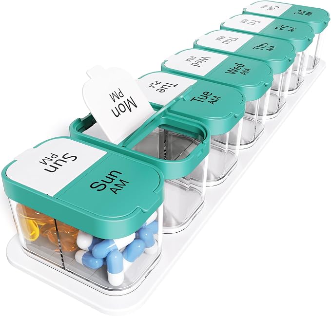 Odaro Extra Large Weekly Pill Organizer 2 Times A Day, Pill Box 7 Day Am Pm to by OdaroPillOrganizerHelpYouNeverMissADose