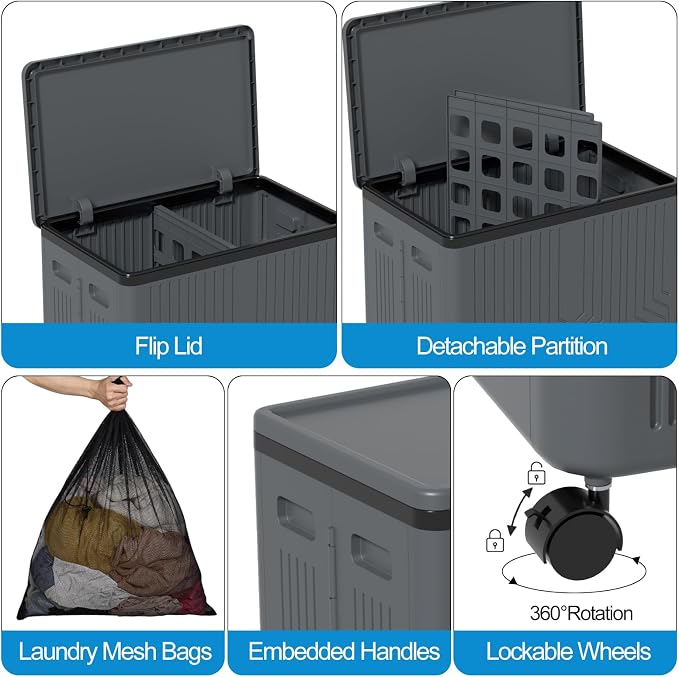 2 Section Plastic Laundry Hamper - Image 3