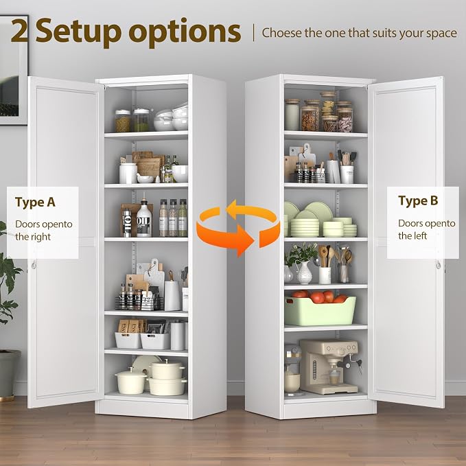 67" Metal Storage Cabinet with Lock, Tall Narrow Office File Cabinets with 5 - Image 4