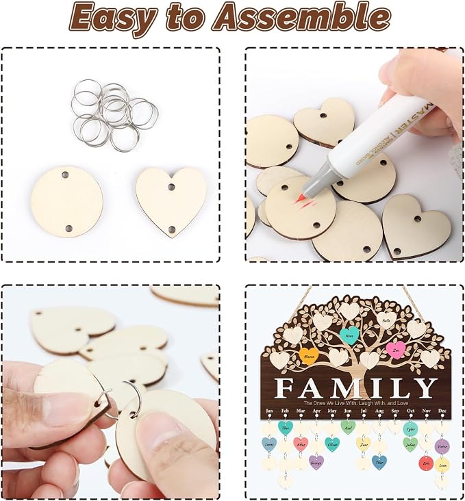 KAlRNE Family Tree Birthday Reminder Board, Family Sign Wooden Plaques - Image 3