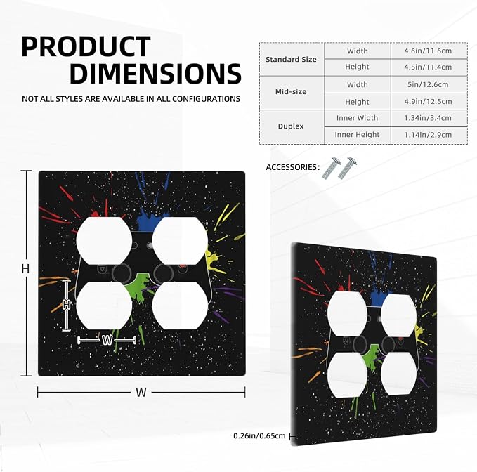 Classic Videogames Controller Black Splash Ink Colorful Outlet Covers 2 Gang - Image 5