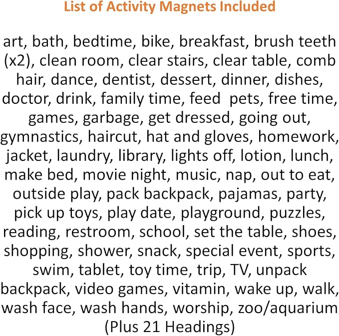 Kids Visual Schedule Magnets and Headings: SchKIDules 93Pc Home Collection - Image 8