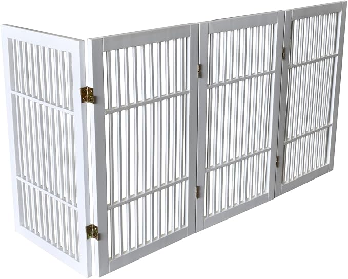 Pet Dog Gate Strong and Durable Freestanding Folding Acacia Hardwood Portable - Image 8