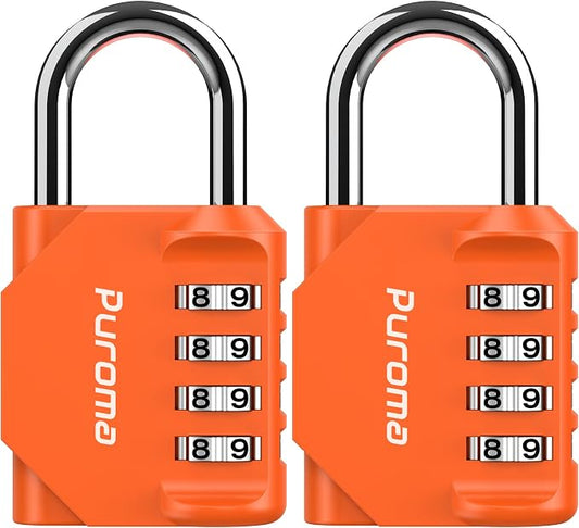 Puroma 2 Pack Combination Lock for Locker 4 Digit Outdoor Waterproof Padlock by Puroma
