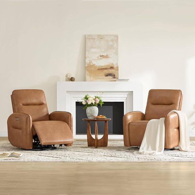 CHITA Faux Leather Power Recliner Chair, Swivel Glider Recliner - Image 8