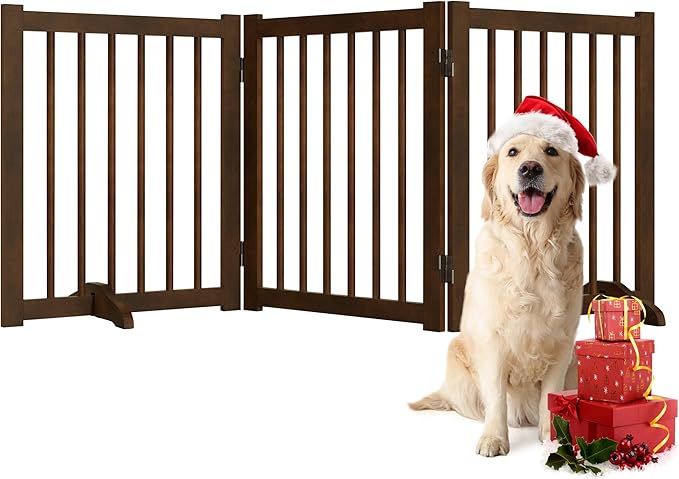 Indoor Dog Gate, Wooden Freestanding Dog Gate by FunMemories