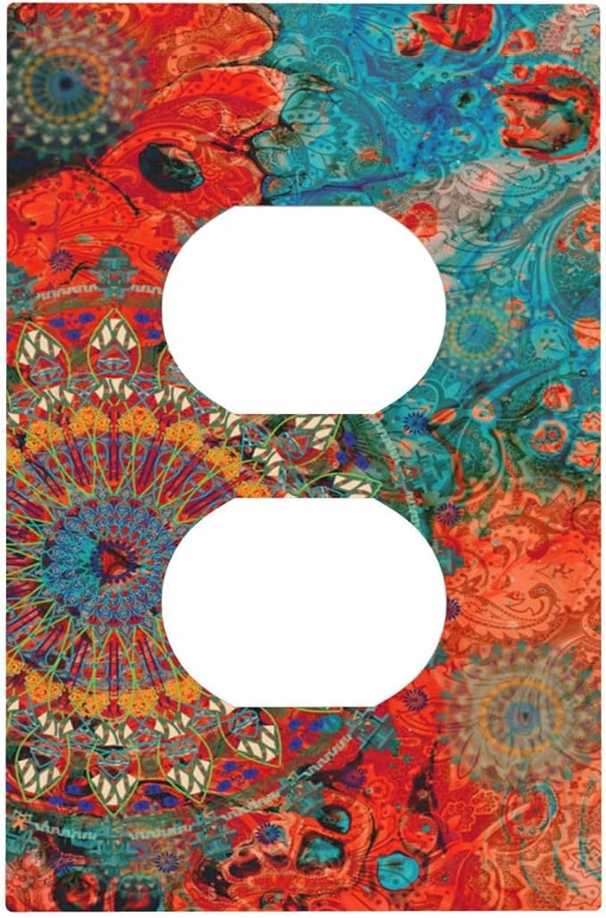 Abstract Ombre Colorful Indian Mandala 1 Gang Single Duplex Light Switch Plate by Spshian