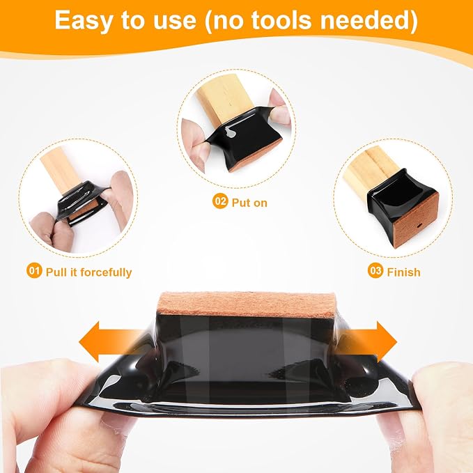 CHUNZEXI 16 Pack Square Chair Leg Floor Protectors - Image 4