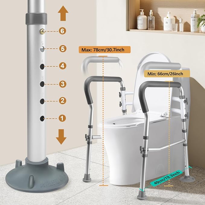 Toilet Safety Rails for Seniors, Adjustable Toilet Safety Frame Handles Fits - Image 4