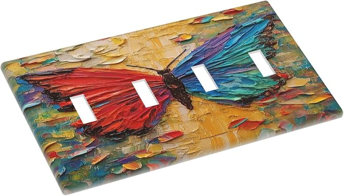 Light Switch Covers Colorful Butterfly Animal Insects Wall Art Abstract Quad - Image 3