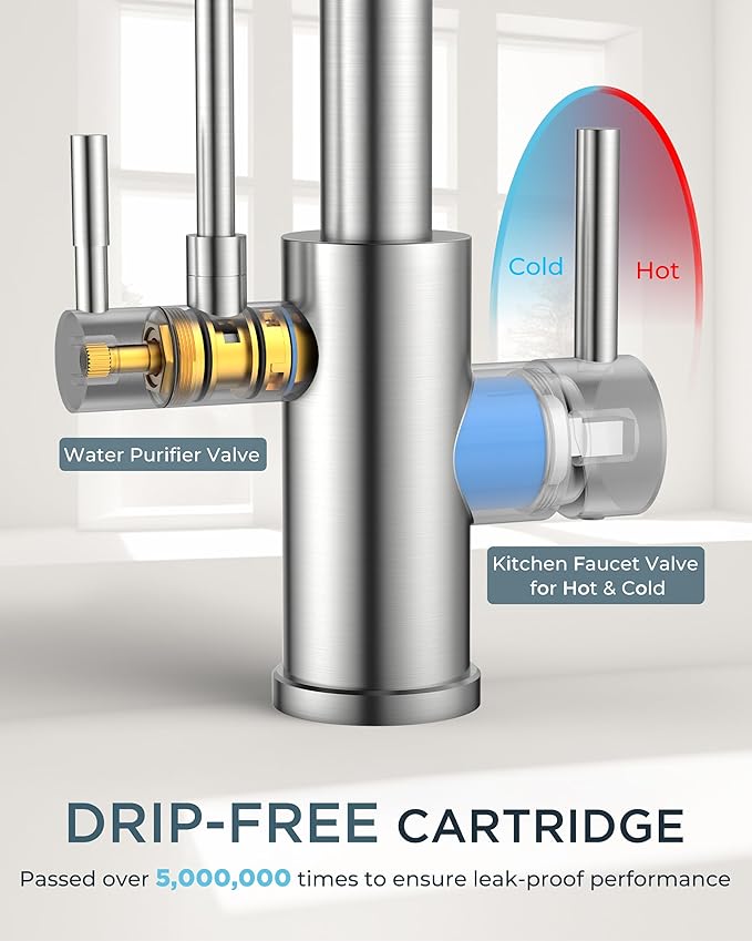 FORIOUS Kitchen Faucet with Purfied Water Filter, 2 in 1 Commercial Stainless - Image 7