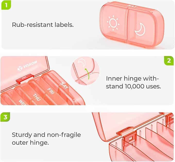 AUVON XL Weekly Pill Organizer 2 Times a Day, Pill Box 7 Day - Image 3