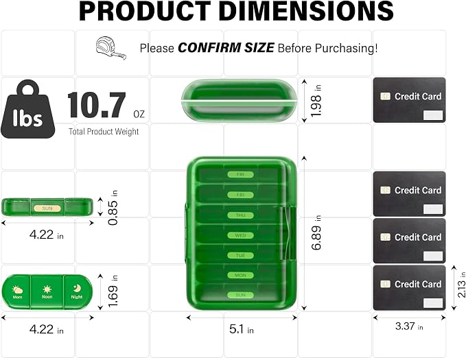 Weekly Pill Organizer 3X a Day, 7 Day Pill Box 3 Times, Portable - Image 6