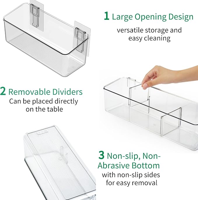 vacane 2 Pack Plastic Adhesive Mount Over Cabinet Door Organizer, Wall - Image 5
