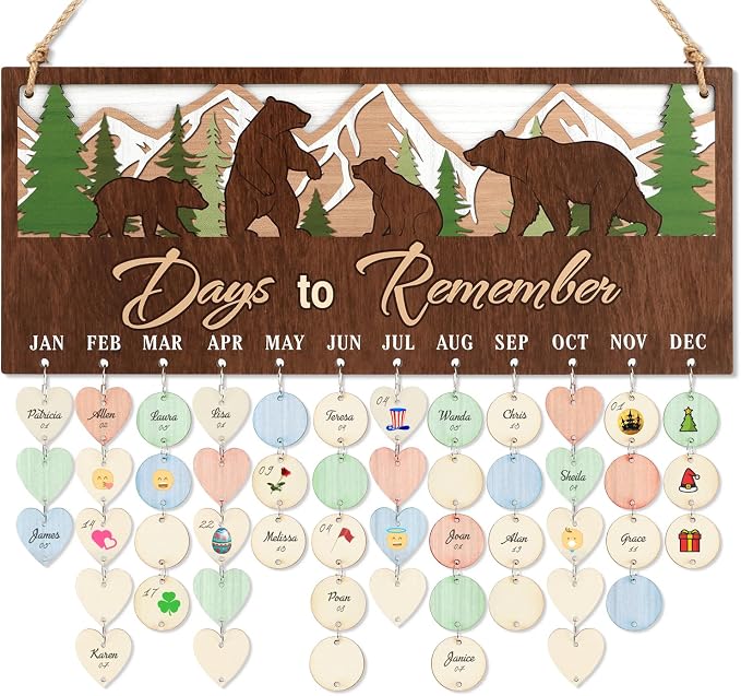 CHDITB 3D Days to Remember Birthday Calendar Wall Hanging, Woodland Bear by CHDITB