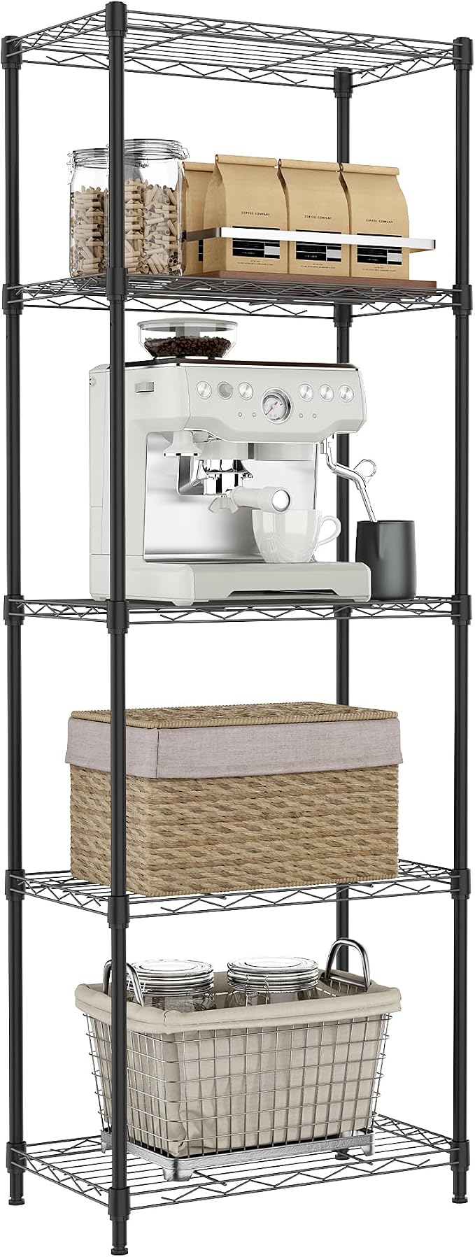 IZEUK 5 Tier Metal Wire Shelf Unit, Living Room or Laundry Room, 17.7" W x by IZEUK