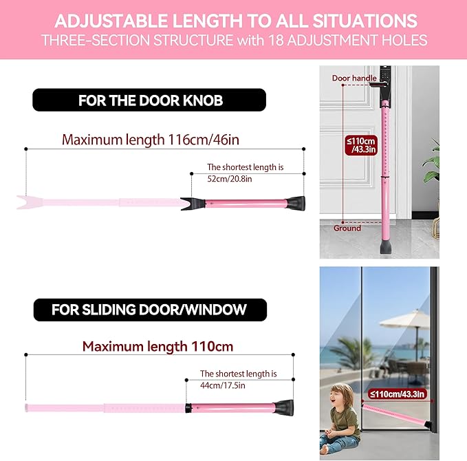 AceMining Upgraded Door Security Bar & Sliding Patio Bar, Heavy Duty Stoppers - Image 3