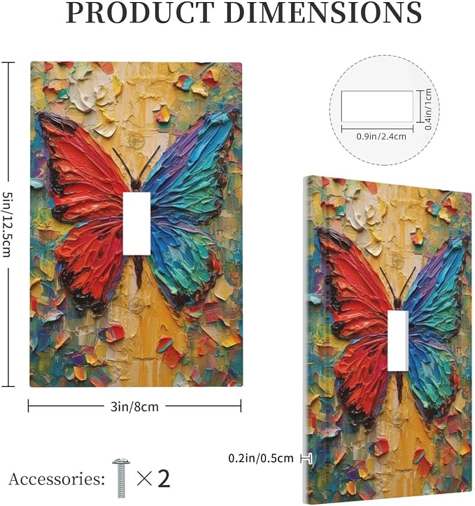 Decorative Light Switch Cover Colorful Butterfly Animal Insects Wall Art - Image 5