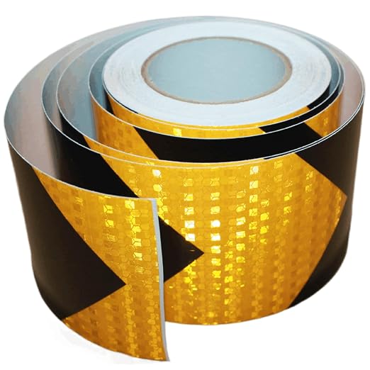 Reflective Tape Yellow Black 4 inch X 66 feet, Outdoor Waterproof Hazard by tuyrchu