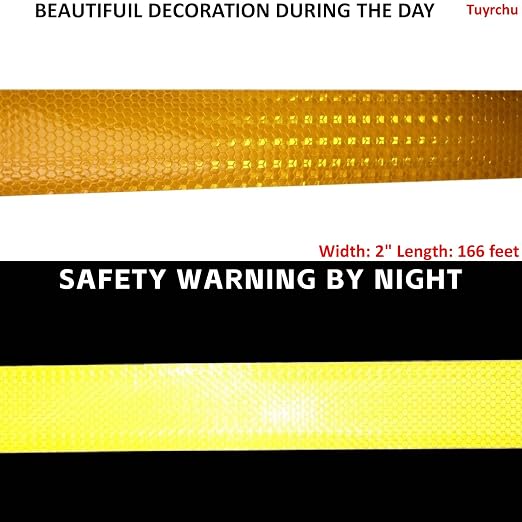 Yellow Reflective Tape 2 inch Wide, Outdoor Waterproof Hazard Conspicuity - Image 3