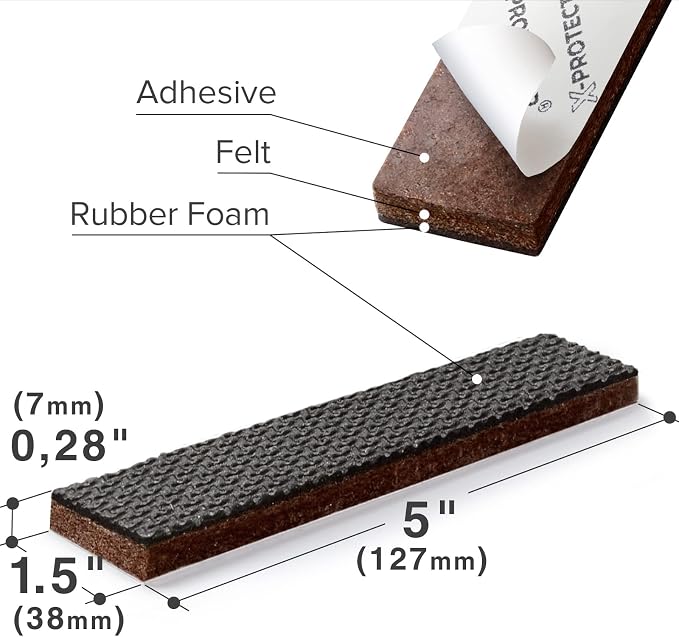 X-PROTECTOR Non-Slip Furniture Pads 8 PCS 1.5” x 5” - Image 3