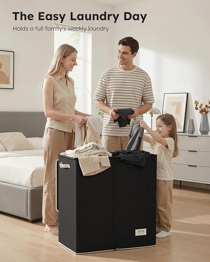 SOLEDI Large Double Laundry Hamper - Field & Grace