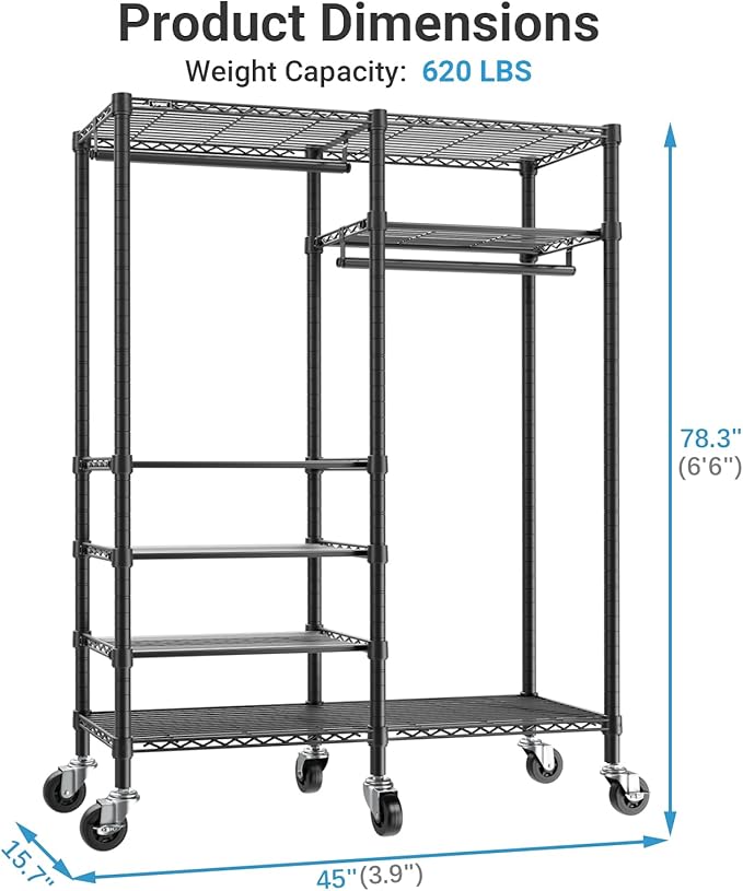 VIPEK R4 Garment Racks Heavy Duty Clothes Rack -620lb Capacity Metal Frame - Image 6