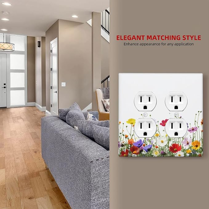 Outlet Covers Colorful Wildflowers Plant Floral Daisy 2 Gang Double Duplex - Image 7